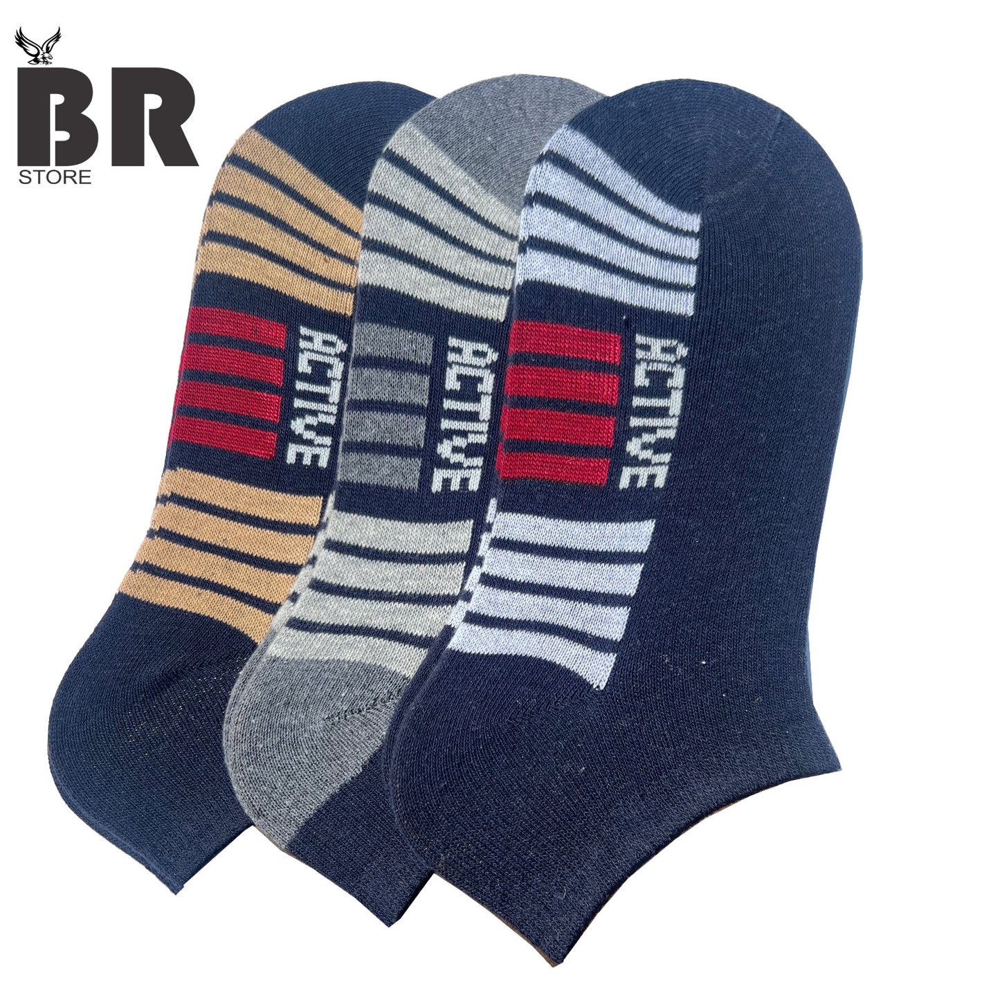 BR Store – Active Low Cut Socks (Pack of 3) – Premium Cotton